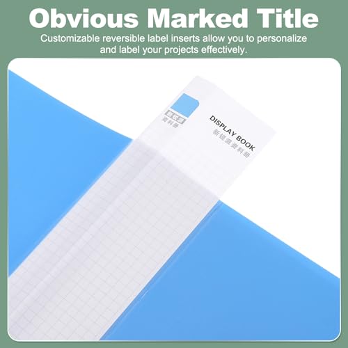 M&G 30-Pocket Binder met PP Plastic Sleeves A4 (Blauw), Art Portfolio Folder met Clear Sheet Protectors, toon 60 pagina's voor het organiseren van documenten, 310x235x19mm 3