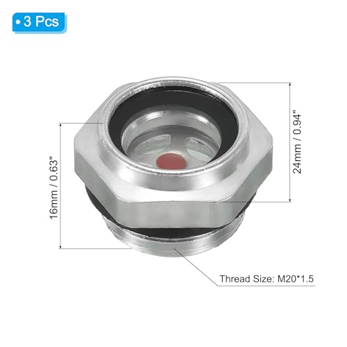 Luchtcompressor Olie Gezichtsglas, 3 Pack M20x1.5 Mannelijke Thread Aluminium Legering Olie vloeibare niveaumeter Air Compressor Delen met O-Ring