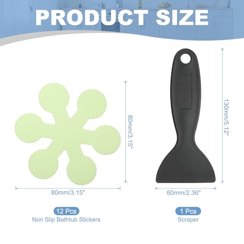 12 stuks Non Slip Bad Stickers, Non-Slip Douche Stickers met Scraper Badkamer Douche Vloer Stickers Snowflake Shape Leuke Treads Badkuipen, Paars