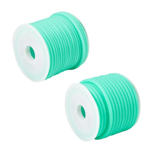 Holle pijp koord, 15 metres, 2 maten, synthetische rubber koord, tubulair touw, verpakt met plastic spool voor armbanden, sleutelhangers, ambachten, Medium Spring Green 5