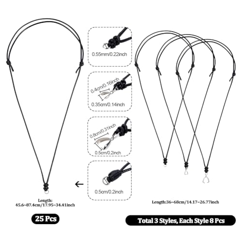 49 st 4 maten Waxed Cord Hanger Kettingen, Black Cord verstelbare kettingen Dubbele geknoopte ketting String voor sieraden het maken van hang hangers Touw, 36-87.5cm
