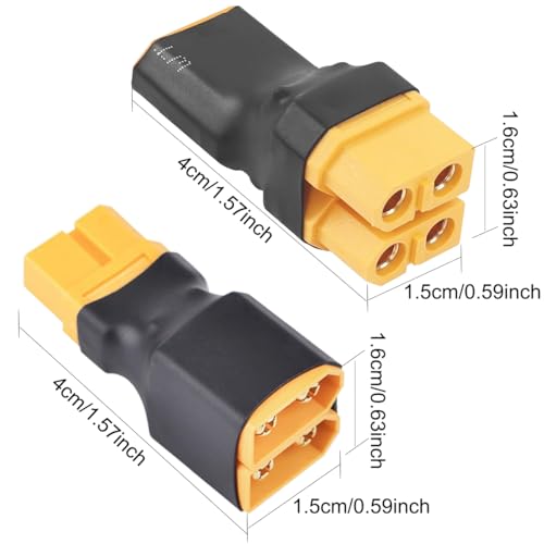 4Pcs XT60 Parallele Connector XT60 Geen Wires Connector 1 Vrouw tot 2 Mannelijke Adapter 1 Mannelijke tot 2 Vrouwelijke Adapter voor RC NiHM Lipo Batterij ESC 3