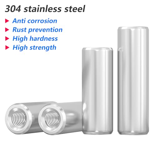 Verpakking van 20 ronde stud Nuts, Roestvrij staal 304, draadstaaf vrouwelijk, M4 x 8 x 8 mm lengte, voor Bolts 4