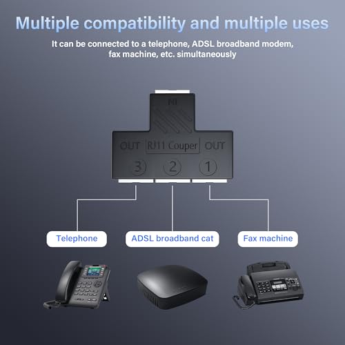 RJ11 koppeling RJ11 vrouw tot 3 vrouw 6P6C Telefoon inline koppeling telefoon uitbreiding adapter voor vaste fax machine (1 tot 3) 4