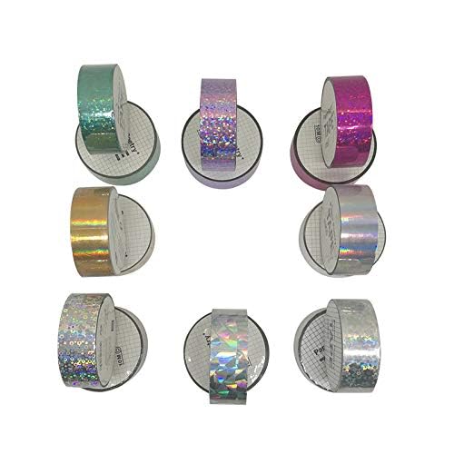 Gereedschap 5 Rolls Decoratieve Tape Holografische Glitter Kleefband, 1,8cm x 10m DIY Sticky Masking - Diamant Zilver 4
