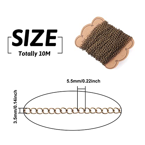 10m ijzeren armband kettingen 5.5 x 3,5 x 0,5mm antieke brons ongelaste kettingen voor DIY Craft armband ketting sieraden maken