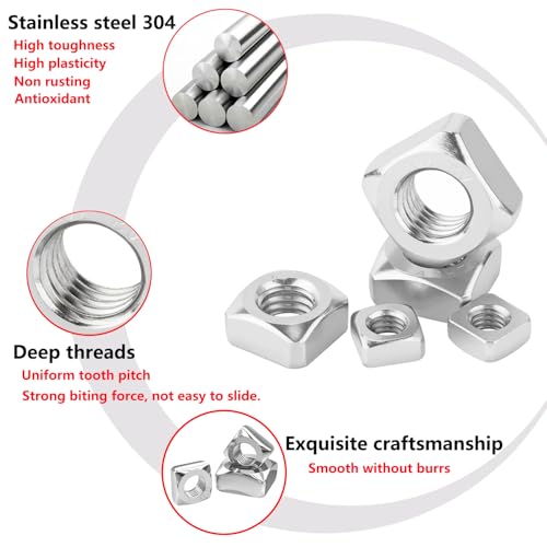 M8 x 13 mm x 6 mm 304 roestvrij staan vierkante meeren, bedrijfsgerechtigheid voor huisreparaties en mechanische ingenieurs, 20 stuks 3