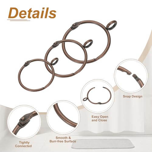 1.5 Inch Binnendiameter gordijn Rod ringen met ogen, 25 stuks metalen gordijn Ring voor gordijn Rods Hoop Pennen, Rode Brons 3