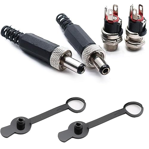 Set van 2 5.5mm x 2.1mm DC 12V Plug Man Female Panel, DC 12V Power Connectors, Solder Socket DC, voor CCTV Home Security Surveillance Camera