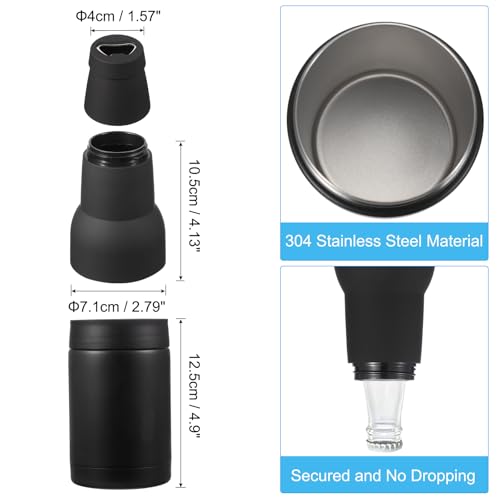 Slim Can Cooler, 12oz Skinny kan geïsoleerd bier sleeve drankhouder met flesopener voor bier Soda koffie gewone blikken en flessen, zwart