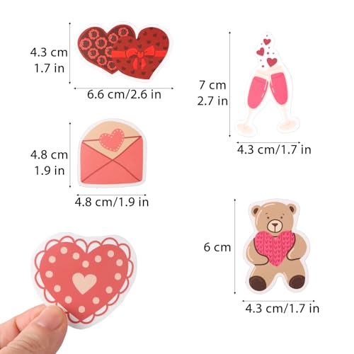 58 Stuks Heart Shaped Love Stickers, Waterproof Vinyl Stickers voor Valentijnsdag, Bruiloft, Bagage, Laptop, Cadeaubrief, Decoraties, Stickers 3