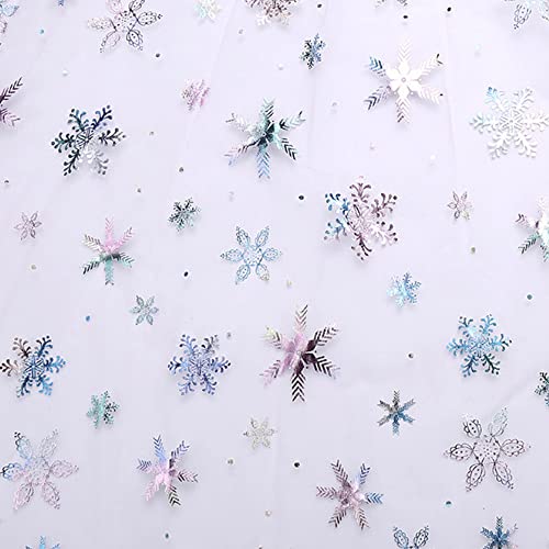 100 cm × 160 cm Kleurrijke Tule Stof met Sneeuwvlokken, Brede Tule Stof, Bronzing Stof, voor Bruiloft Decoratie, Party Decoratie, Kleding Decoratie, Home Decoratie, Banket Design, Wit 4