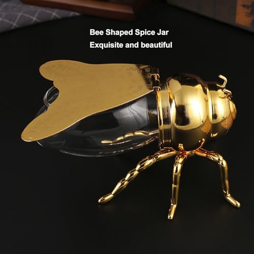 Honey Jar Bee Exquise Design Veelzijdige Spice Storage Solution voor Home Office, Hotel Restaurant Glas en Zink Legering Materiaal 14,5 X 10.2 X 9cm Maat (Goud)
