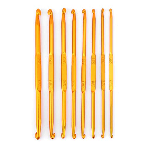 Dubbele eindige haak haken 8Pcs Golden Alumina dubbele einde haak haak haak breinaalden set weave Craft