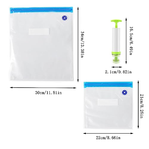 Forlush 10 stuks Vacuümzakken voor fruit, Herbruikbare Vacuüm voedsel opslag zakken, met handpomp, voor het opslaan van voedsel