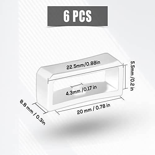 6 st Watchband houder lus 20mm, Siliconen horlogeband houder vervanging horloge bevestigingsringen voor Smartwatch Band polsband (Wit), 20 mm, Siliconen