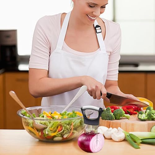 Uienhouder, roestvrij staal, snijhulp, multifunctionele uienhouder, handmatige zekering, plantaardige helikopter, snijhulpkeuken, voor aardappelen, wortelen, uien, groenten, vlees 5