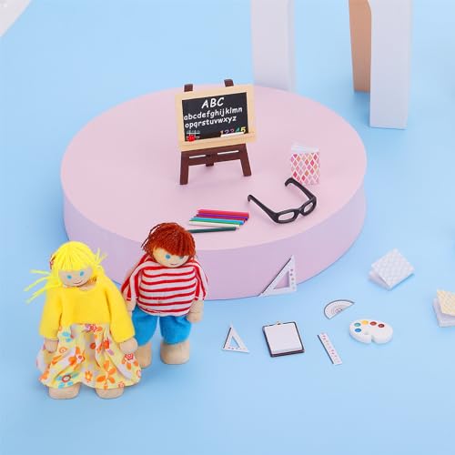 22 st. Miniatuur Doll School Set, 1:12 Dollhouse Mini School Supplies Home Miniatuur Model DIY Decor Poppenboek Rugzak Blackboard klembord Leiders Chalk Playset Dollhouse Accessoires 4
