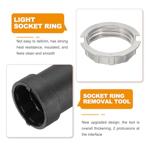 Kit G9 Lamphouder ringen, Lamphouder Adapter 4 ringen Zinklegering Vervangingsdeel met Collar Removal Tool Abat-Jour, 95 mm, Zilver 4
