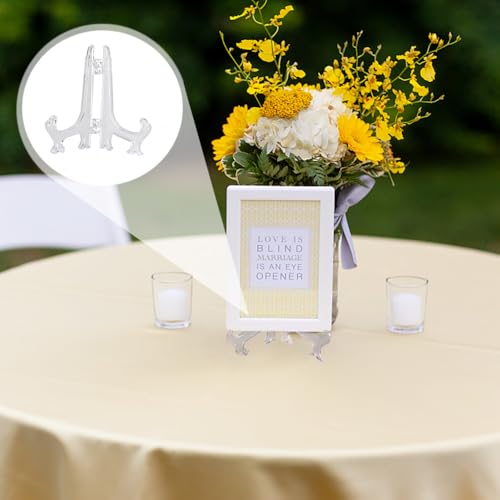 16st heldere kunststof plaat stand / easels, vouwplaat houder 3' en 5'' display staat mini duidelijke plastic ezels kleine display staat kleine tafelezel om foto's op te slaan of 3