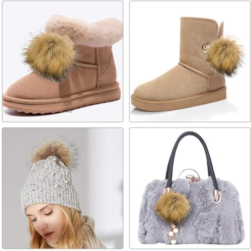 Verpakking van 6 12-15 cm Faux Fur Pompoms Faux Fur Pom for Crafts, Faux Fur Pompoms, Fluffy Pom for Crafts, DIY Creative Crafts, Hats, Handschoenen, Bag, Hangers, Decoratie 3