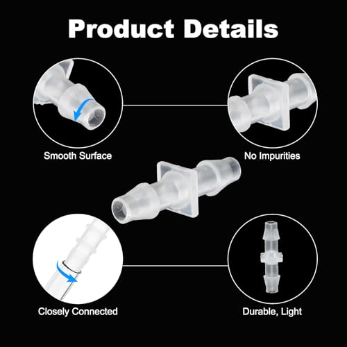 1/4" x 1/4" kunststof slang Barb Fitting, 5Pcs Thru-Bulk Pipe Connectors Barbed Wire Splicer Mender Joint Adapter Unie voor Aquarium Brandstof Gas Liquid Air 3