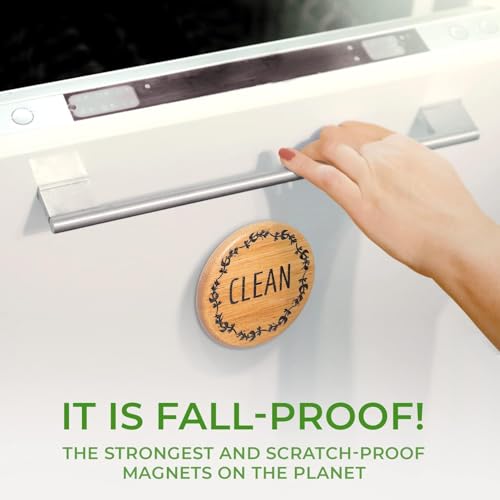 Zee 2PCS Bamboe Vaatwasmachine Magneet Ronde Keuken Vaatwasser Magneet Clean Dirt Sign (B) 4