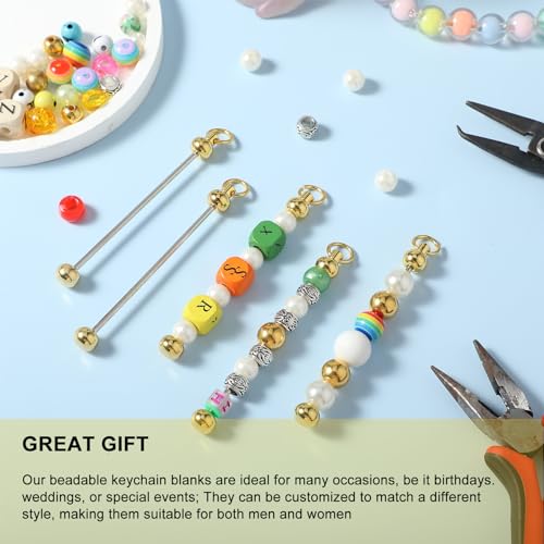 10 st. Parel sleutelhangers, metalen kralen sleutelhangers, Lege sleutelhangers Strips voor hangers, DIY ambachten, sieraden maken (Goud) 5