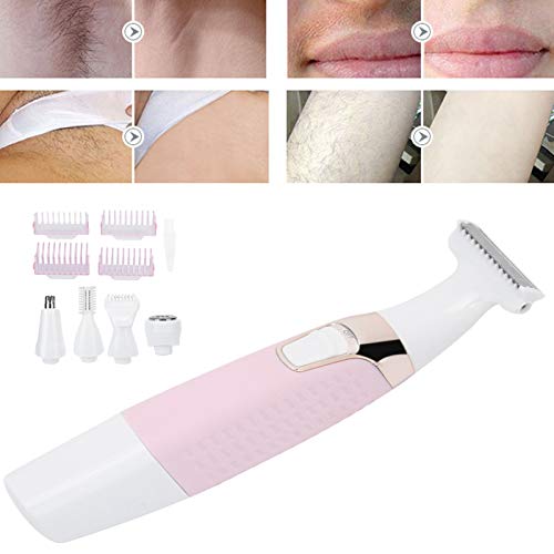 Vrouwen elektrische scheerapparaat, 5-in-1 gezicht EPilator Trimmer lichaam voor gezicht, wenkbrauw, neushaar, benen, onderarmen en bikinilijn 5