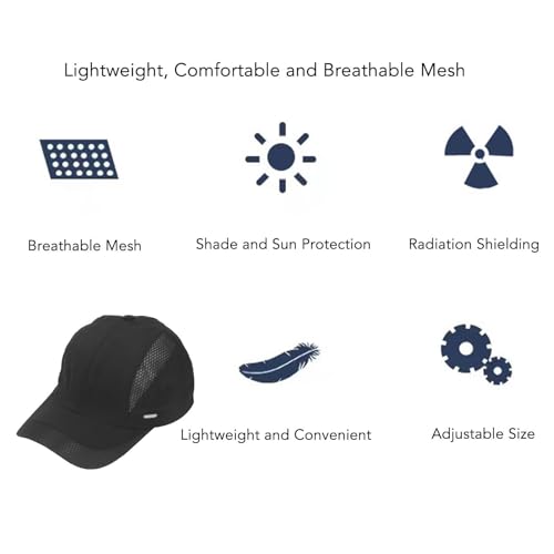 Anti-stralingskap met aanpassingsgesp, volledig zilvervezellijn EMF stralingsbeschermingskap, voor mobiele telefoons Computers signaaltorens, zwart