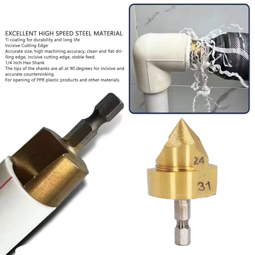 Boormachine voor professionele deburr-verzonken boor, boormachine voor het ontbramen van aanrecht, 32 cm met hexschank voor hout, bladdiameter 24-31 mm, gereedschap voor het afknippen van gaten 3