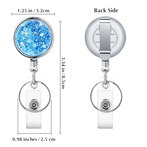 Intrekbare ID-kaarthouder verpleegsters sleutelhanger ID-kaarthouder intrekbare Rhinestone voor ID-clip sleutelkaart klimmen Fob zilver roze Sky Blue 3st