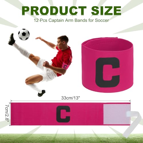 Voetbal Captain Armband, 12 stuks Captain Armbanden voor Voetbal Elastische Captain C Armband Sport Captain Armbanden voor jeugd volwassen voetbal Team Training Peach