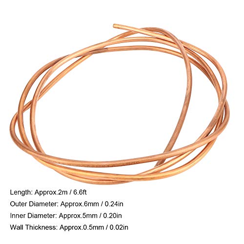 Koperen koelbuis 6Mm, Koelkast Koperen buis 6Mm, Buizen 2M C1100 T2 Koperen buis Zachte Flush Pijp voor Airconditioning Koelkast Od 6mm/ID 5mm 3