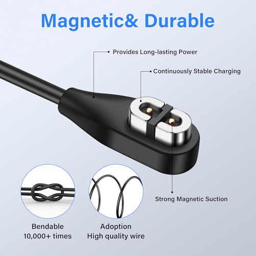 Magnetische USB-oplaadkabel, 3,3 m, Pack van 2 vervangingskabel voor Nashokz hoofdtelefoon, Compatibel met Shokz Aeropex, OpenRun, OpenRun Pro, Open Mini uitvoeren 3