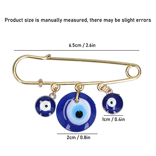 3 Pieces Evil Eye Brooch Pins, Turkey Evil Eye Brooch Pins Happy Eyeball Handen Broeches sieraden voor geluk, blauw, one size, blauw, Eén maat 5