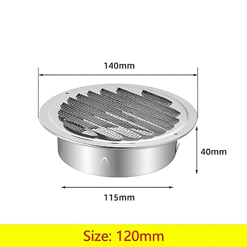 1 Stuk Ronde Ventilatie Grillehoes, 120mm 304 Roestvrij stalen Ventilator Hoes Grille Louvre, Ventilator Ventilator Ventilatie Hoes voor Keuken Badkamer