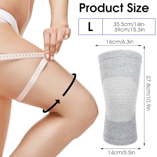 Pack van 2 Bamboe Compressie Knie Ondersteuning Elastische Bamboe Knie Pads voor Mannen Vrouwen Kniekussens Knie Sleeves Knie Orthosis voor sport, skiën, fietsen, hardlopen (Grey)