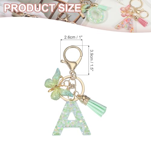 Alfabet eerste brief sleutelhanger, Hars leuke sleutelhanger met tassels vlinder brief hanger Charm