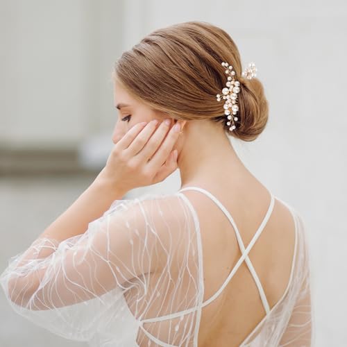 5 st Parel bruid bruid haar Comb, U Vorm bruid Hair Clip Faux Pearl Bruids zijde Combs Gold Hair Comb Hair Comb Barrette Vintage esthetische bruids haar accessoires voor vrouwen meisjes 5