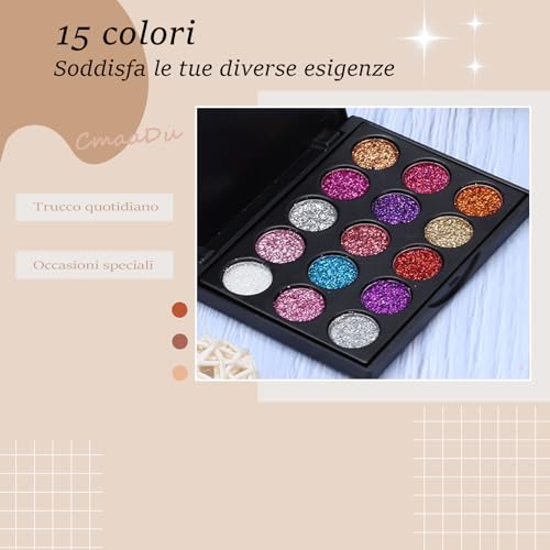 15 Kleuren Eye Make-up Palette Waterdicht Glitter Eyeshadow Palette Glanzend Eyeshadow Cosmetic Powder Langdurend Blendable Natural Colors Make-up 5