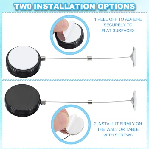 3,3 Ft intrekbare afstandsbediening Tether, 2 stuks ronde veiligheidskabel sleutelslot met dubbele ligm voor tv-afstandbediening gaming controller, zwart (ronde IJzeren dop) 4
