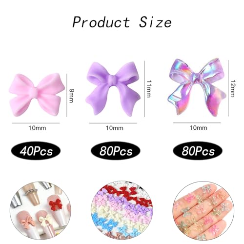 200st 3D boog nagel bedeltjes, schattige nagel kunst accessoires kleurrijke boog nagel kunst decoraties hars boog nagel decoraties 3D mix stijlen nagel decoratie kits voor nagel kunst ontwerp DIY Craft
