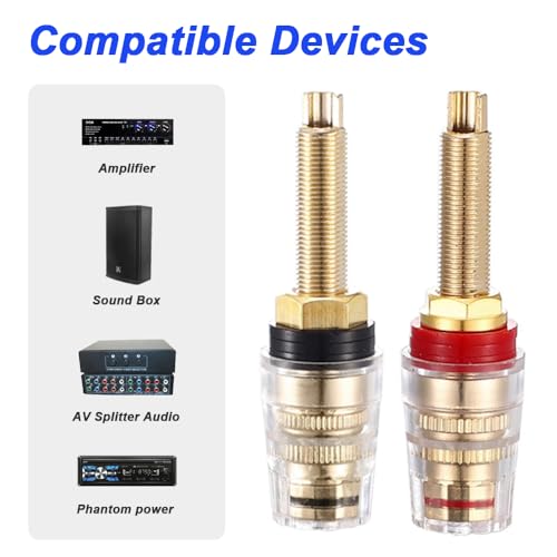 Robuuste 5 Way Banana Plugs 4mm 24K Gold Plated Brass Geïsoleerde Banana Plugs voor luidsprekerversterker met sleutel (4 Pack) 5