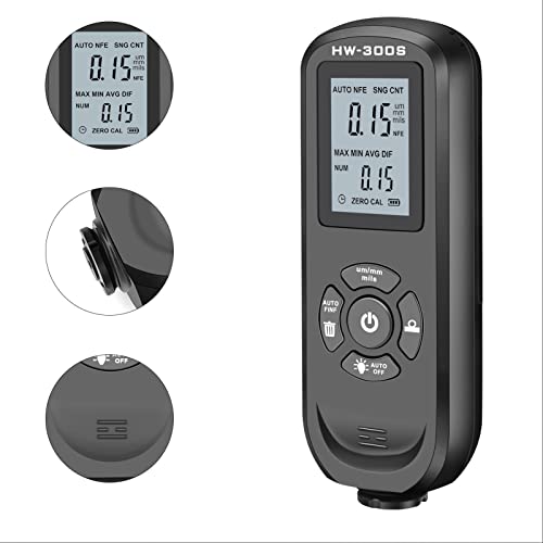 HW-300S Verfdiktemeter 3 eenheden (Um, Mm, Mils) Digital Display Auto Coating Diktemeter Verfdieptemeter voor Machine(Zwart) 4