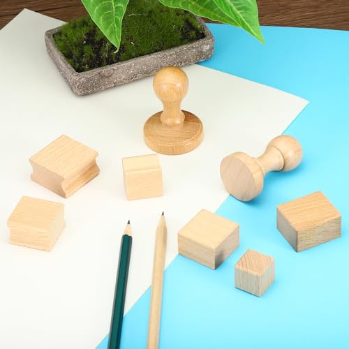 20x20mm Blanco Houten Rubberen Stamp Mounts, 10 Pack Houten Rubberen Stamp Handvat Hard houten blokken voor het maken van DIY Crafting Style 2, Bruin 5