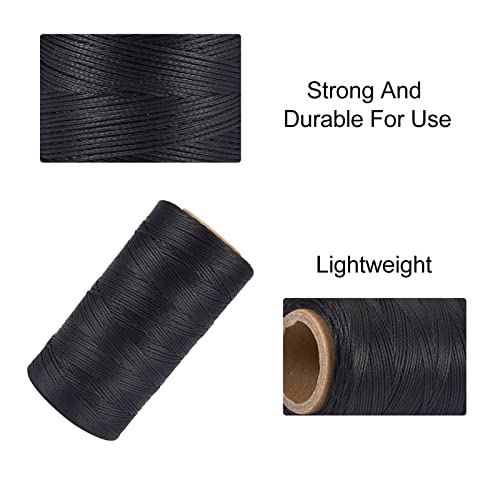 260 Meter/Roll 1mm Flat Waxed Polyester Cord - Thread for DIY Crafts, Naaien en Kralen (zwart)