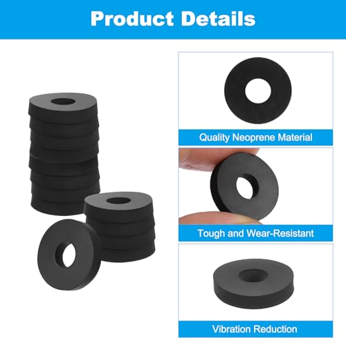 Platte rubberen ringen, 40 st 3/4 inch OD x 1/4 inch ID x 1/8 Dikte Multi-Function Spacer Rubber Bushing Anti Vibratie Wasmachines voor Bolts Schroeven Auto huishoudelijke apparaten 4