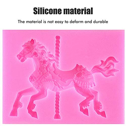 Siliconen Vorm 3D Carrousel Horse Chocolate Vorm Ice Cube Vorm Non-stick Fondant Vorm voor het decoreren van Cake, Chocolade, Candy, Geel, Bak keuken 3