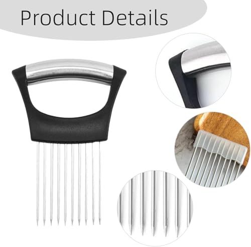 Uienhouder, roestvrij staal, snijhulp, multifunctionele uienhouder, handmatige zekering, plantaardige helikopter, snijhulpkeuken, voor aardappelen, wortelen, uien, groenten, vlees 3